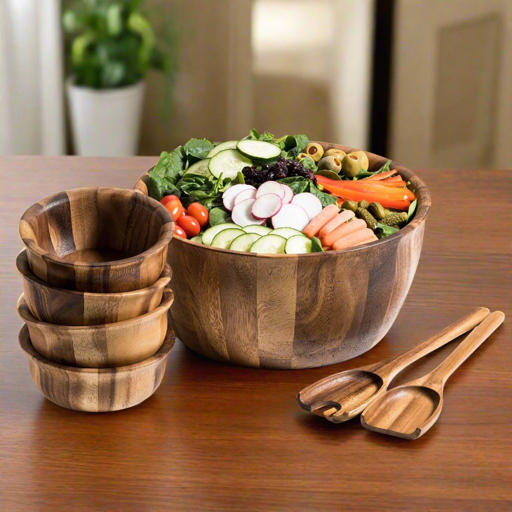Extra Large Salad Bowl with Servers and 4 Individuals - 335C7 Main image