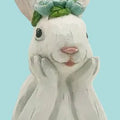 Floral Easter Bunny , 3 Style Options Blue Flowers