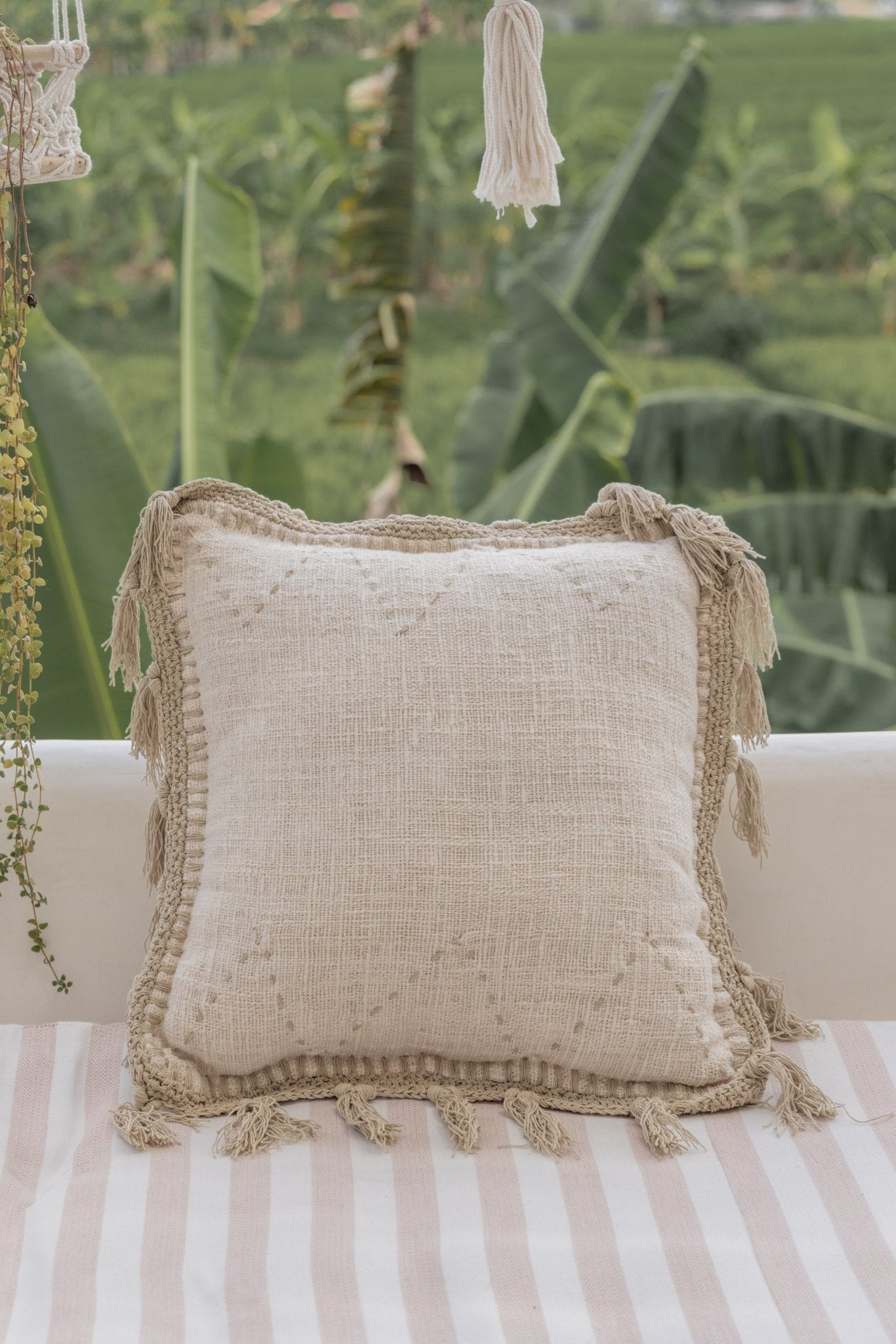 Gaia Hand Stitched Cotton Throw Pillow Secondary image