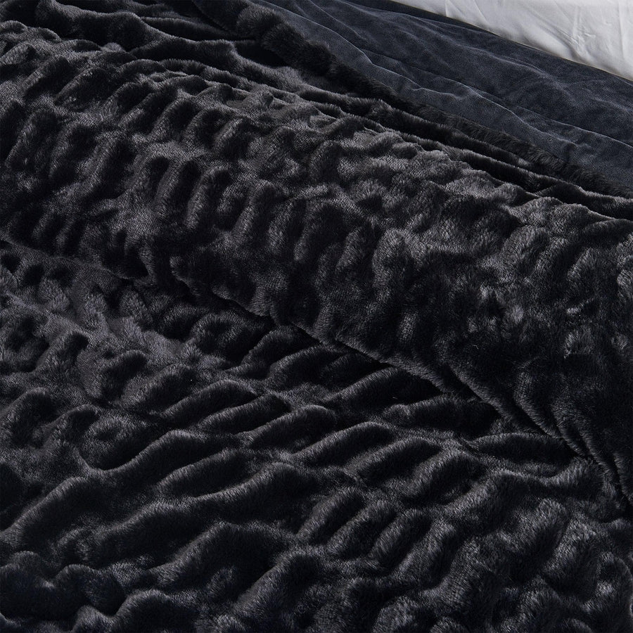 Ruched Faux Fur Throw Blanket – Alondra Collection
