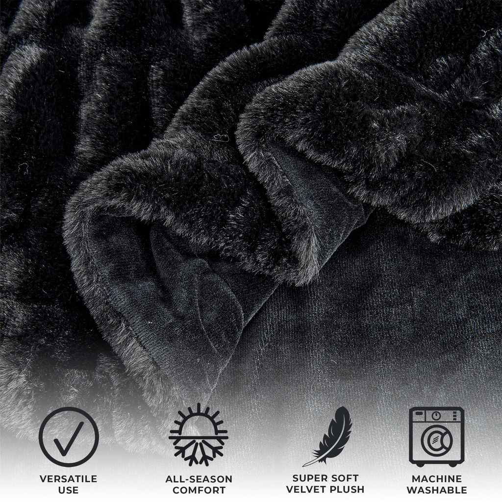 Ruched Faux Fur Throw Blanket – Alondra Collection