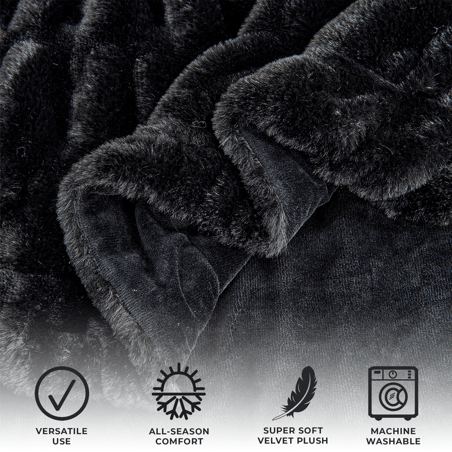 Ruched Faux Fur Throw Blanket – Alondra Collection