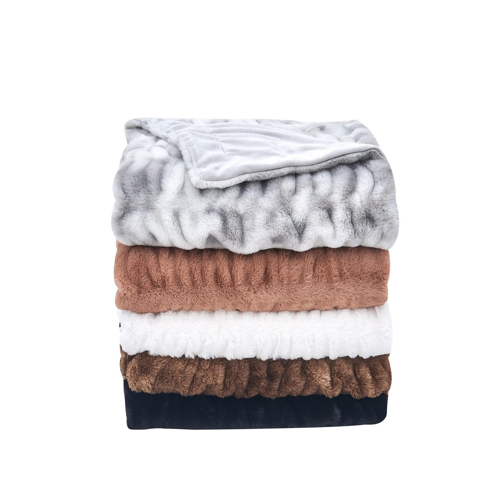 Ruched Faux Fur Throw Blanket – Alondra Collection