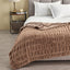Ruched Faux Fur Throw Blanket – Alondra Collection 50" x 60" Throw Toffee