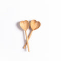 Olive Wood Heart Teaspoon Pair