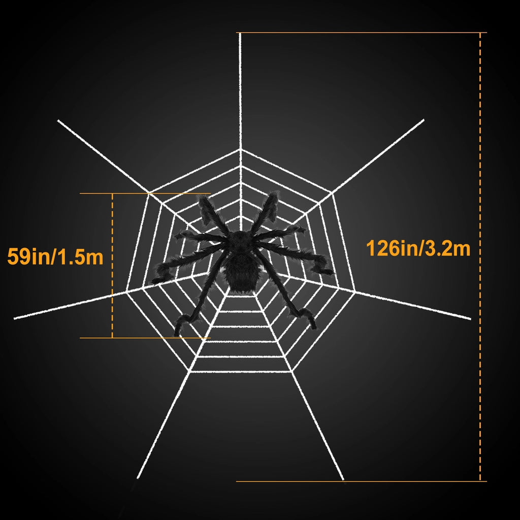 Outdoor 59inch Halloween Spider with 126 inch Tarantula