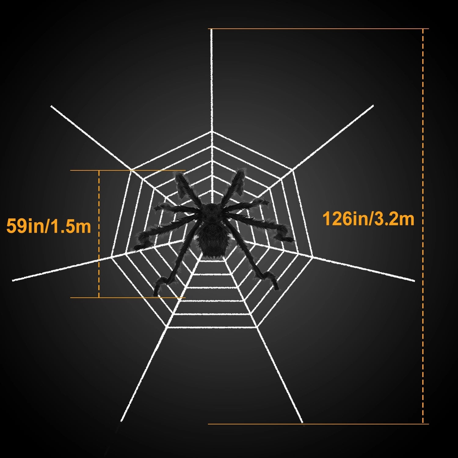Outdoor 59inch Halloween Spider with 126 inch Tarantula