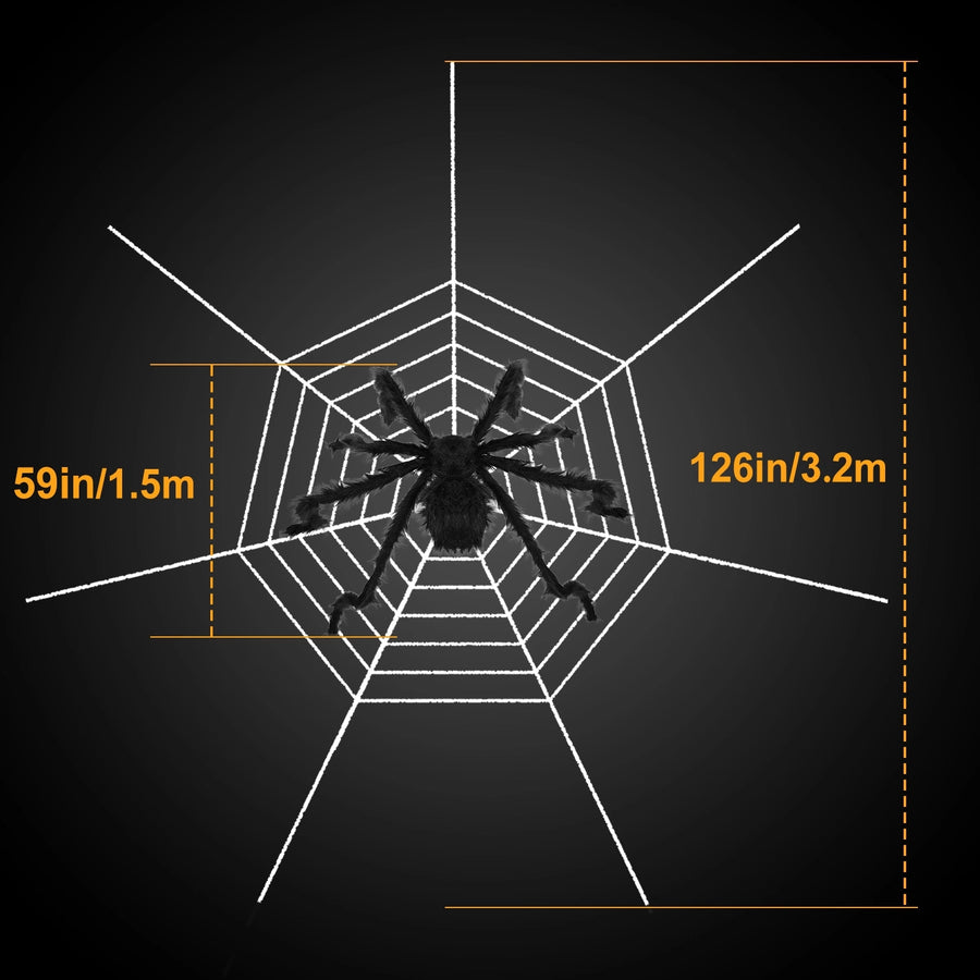 Outdoor 59inch Halloween Spider with 126 inch Tarantula