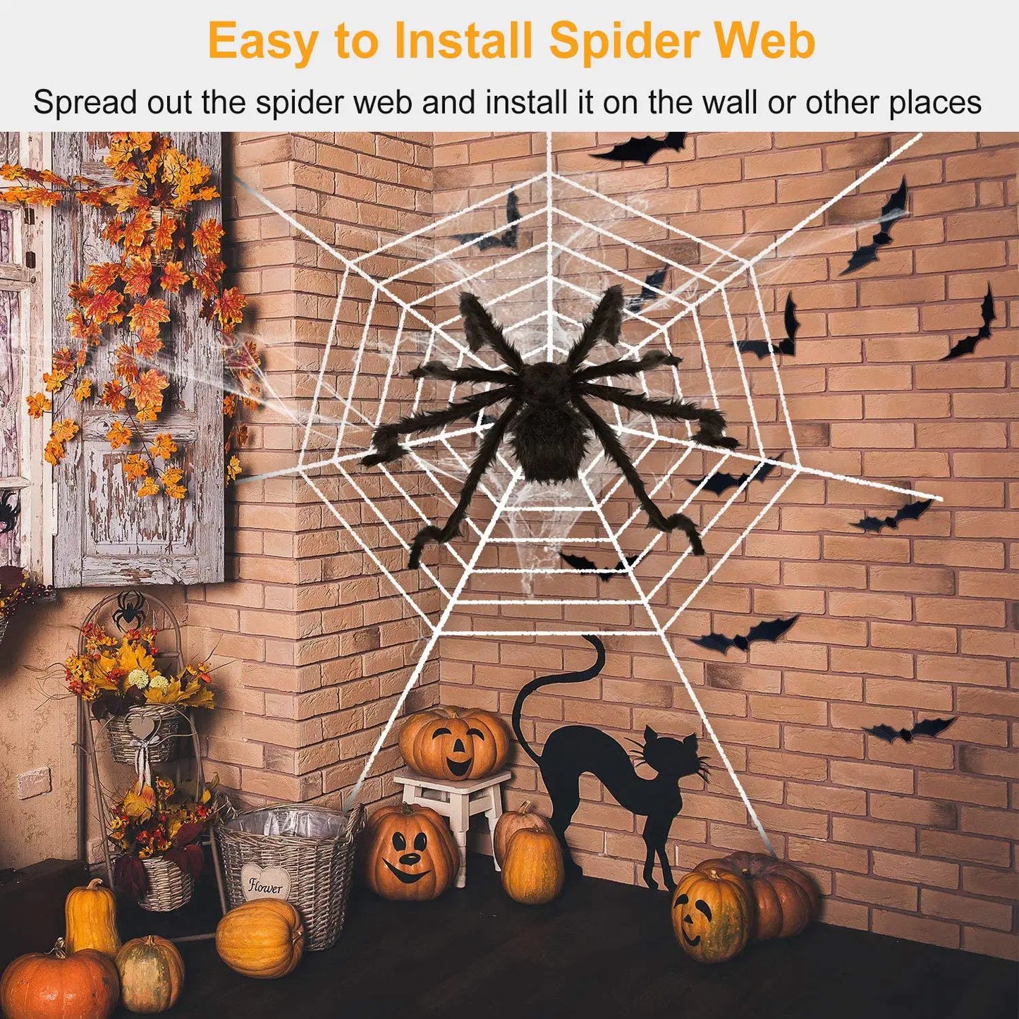 Outdoor 59inch Halloween Spider with 126 inch Tarantula