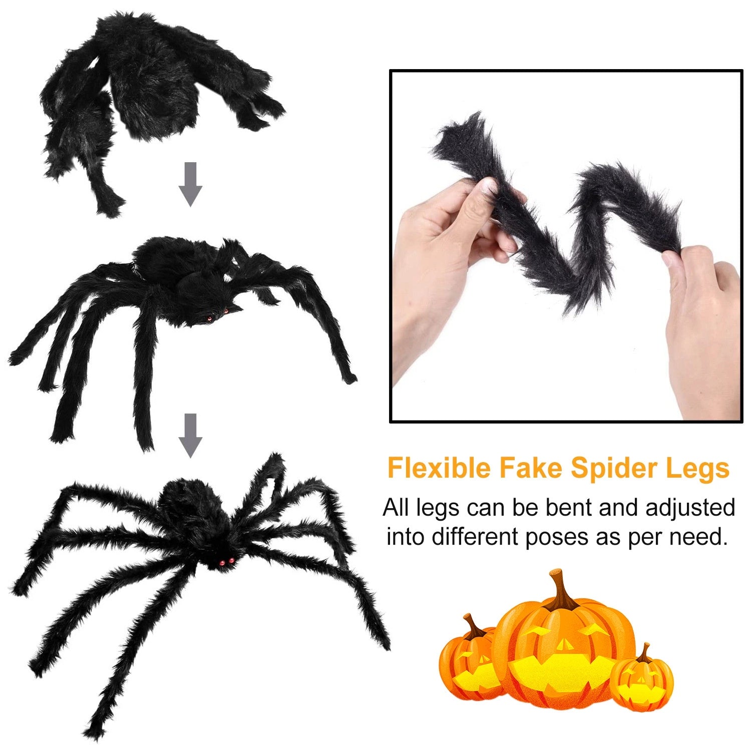 Outdoor 59inch Halloween Spider with 126 inch Tarantula