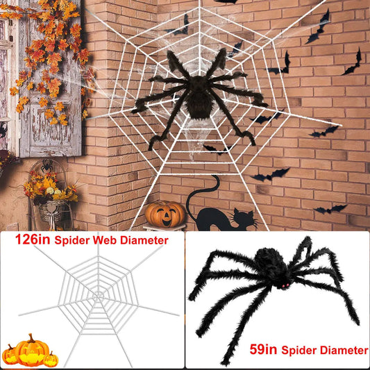 Outdoor 59inch Halloween Spider with 126 inch Tarantula