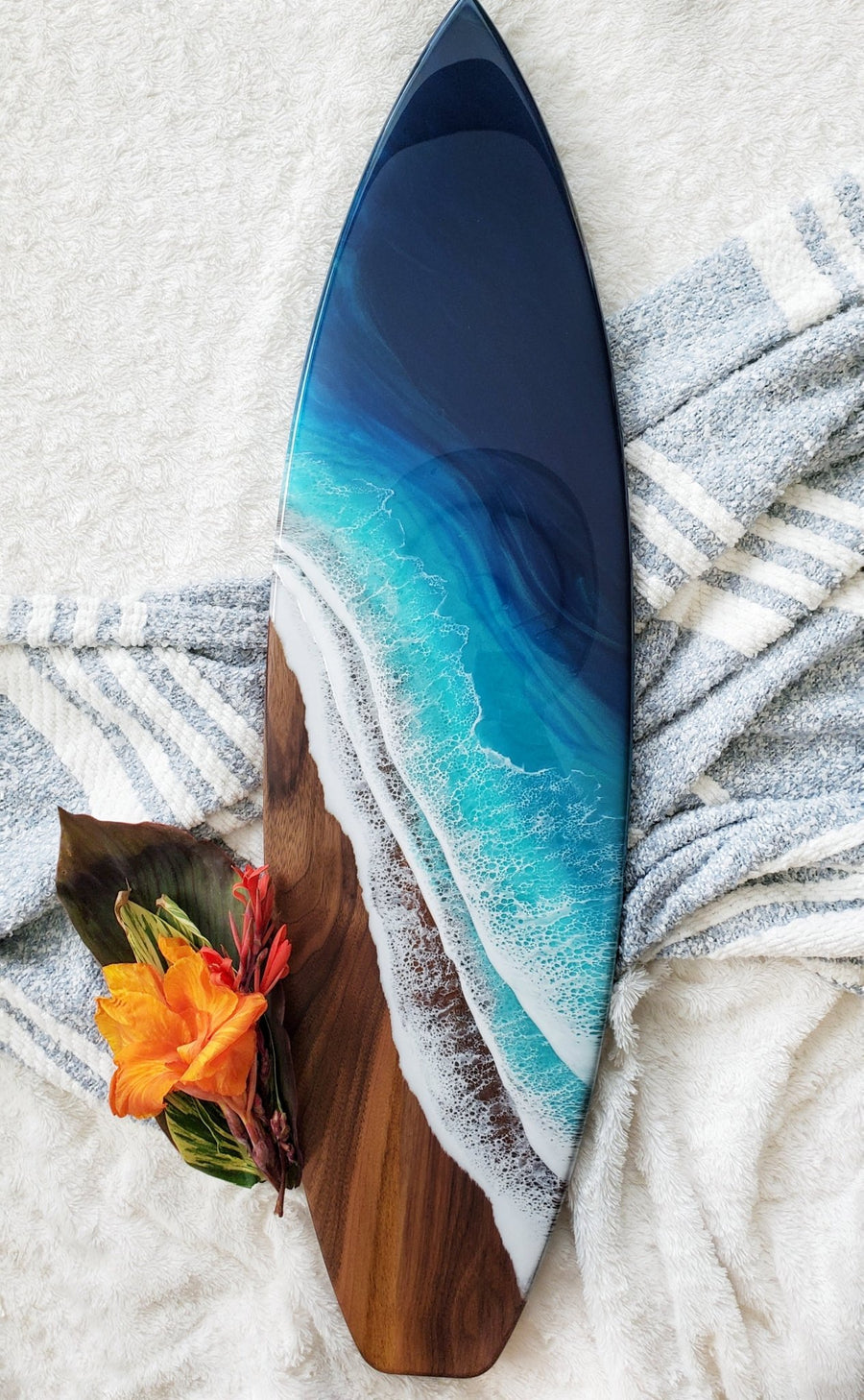 Hardwood Surfboards Black Walnut Tropical Getaway (Blues + Blue Green