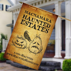 Haunted Estates Personalized Halloween Garden Flag