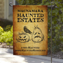 Haunted Estates Personalized Halloween Garden Flag STYLE1