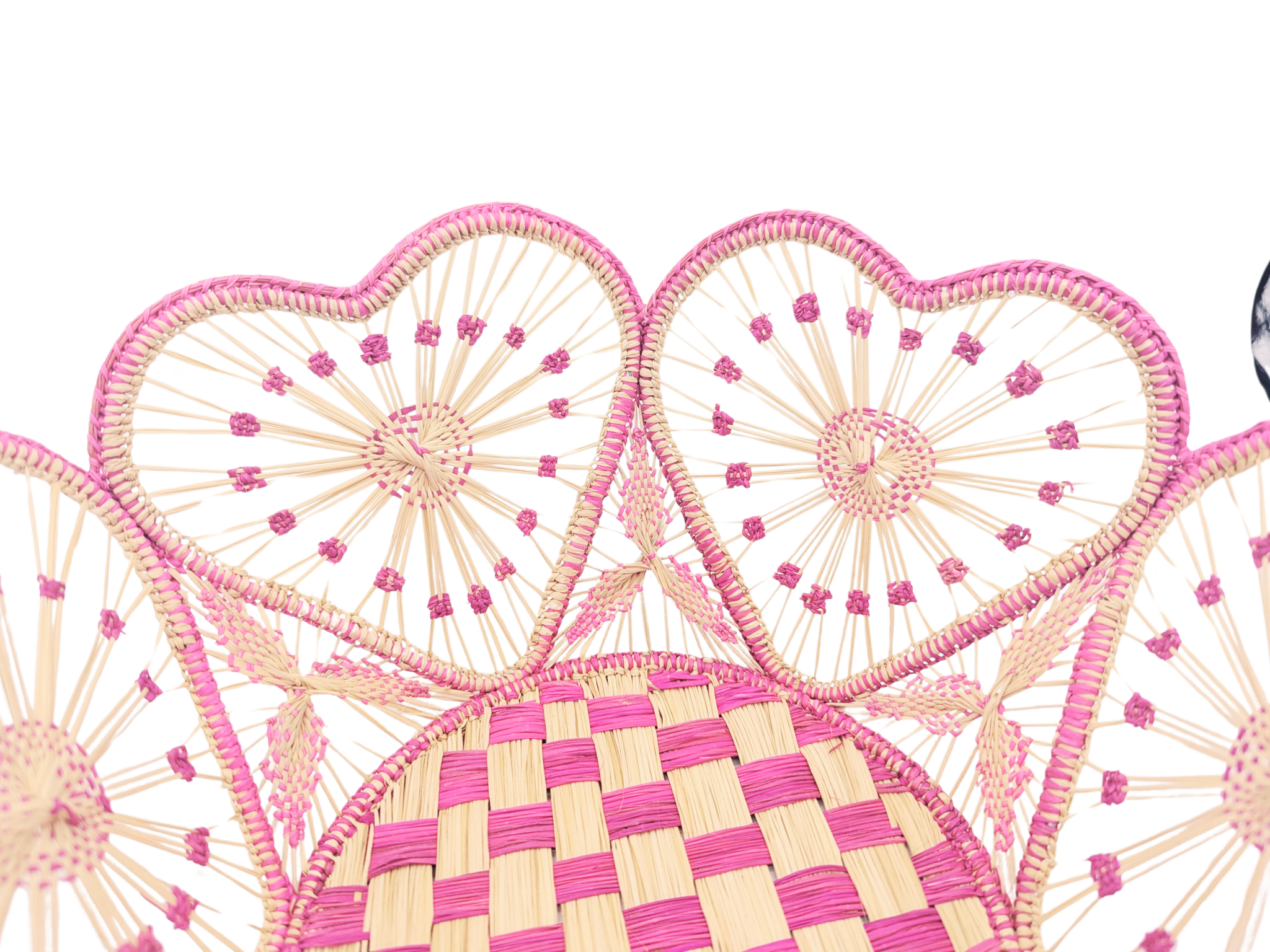 Heartfelt Woven Bread Basket Accented Borders Hot Pink