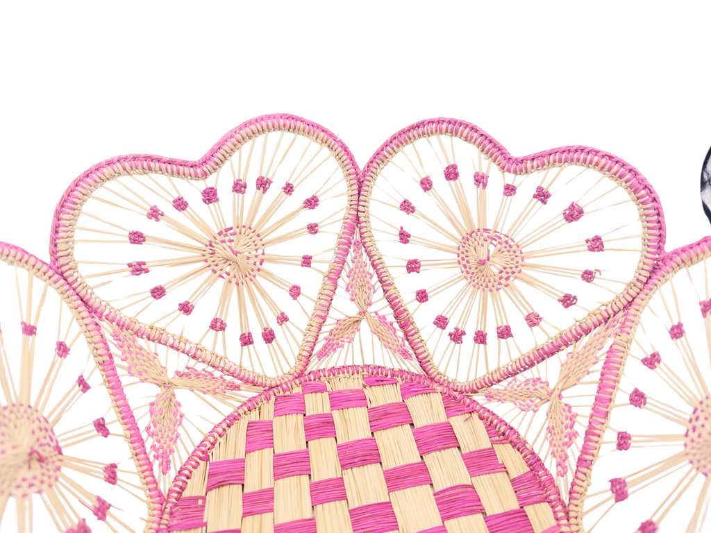 Heartfelt Woven Bread Basket Accented Borders Hot Pink