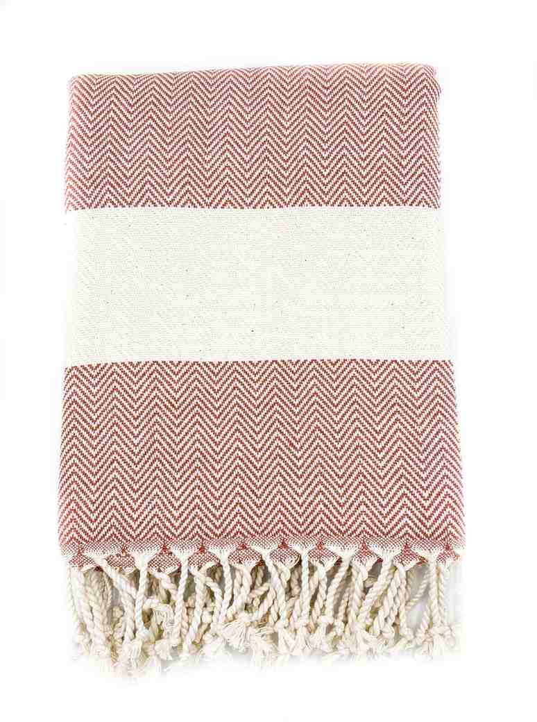 Herringbone Turkish Towel Burgundy