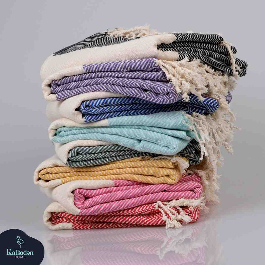 Herringbone Turkish Towel Light Gray
