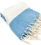 Herringbone Turkish Towel Malibu Blue