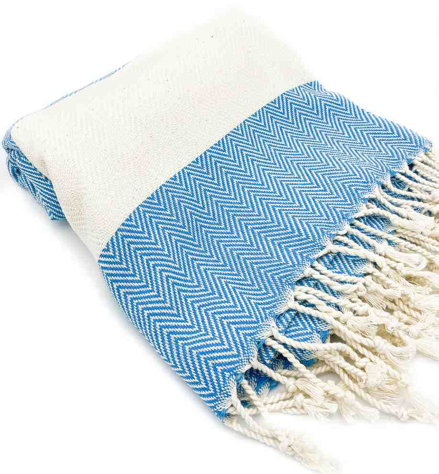 Herringbone Turkish Towel Malibu Blue