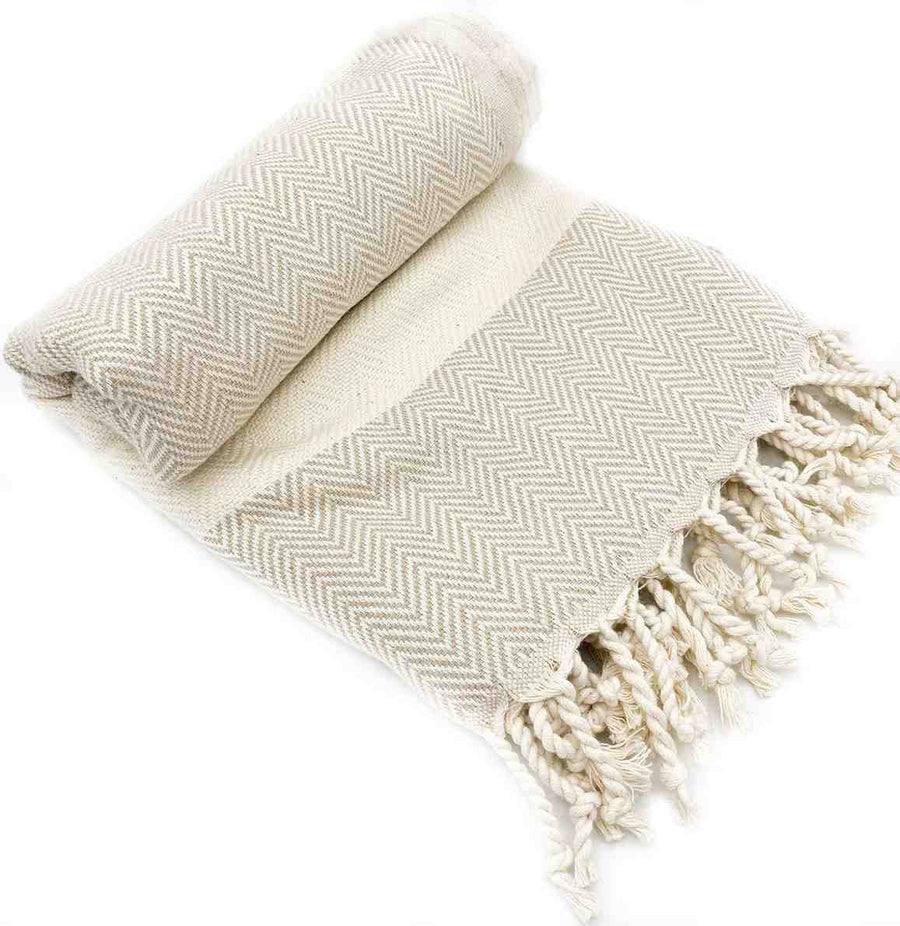 Herringbone Turkish Towel Beige