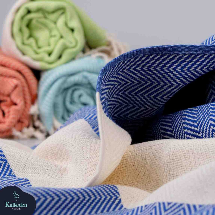 Herringbone Turkish Towel Dark Blue