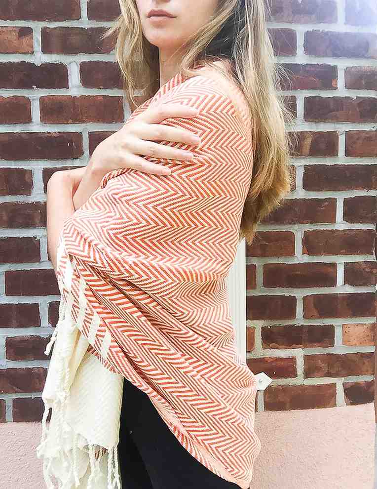 Herringbone Turkish Towel Orange