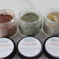 Clay Face Mask Trio Rose Clay French Green Clay Kaolin Clay Turmeric Kelp Calendula