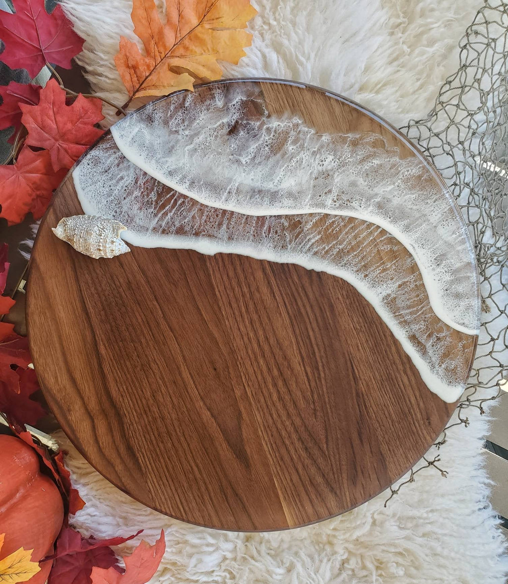 Round Ocean Boards Black Walnut Clear Waves