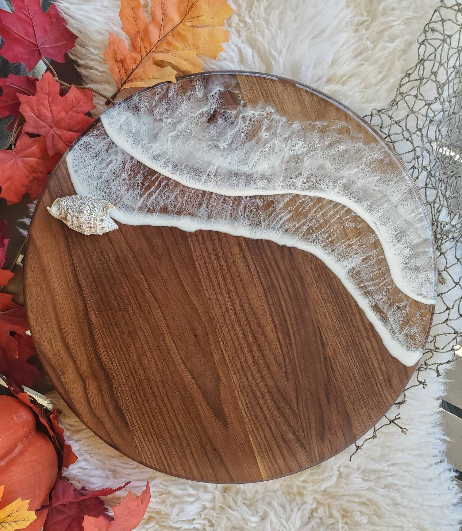 Round Ocean Boards Black Walnut Clear Waves