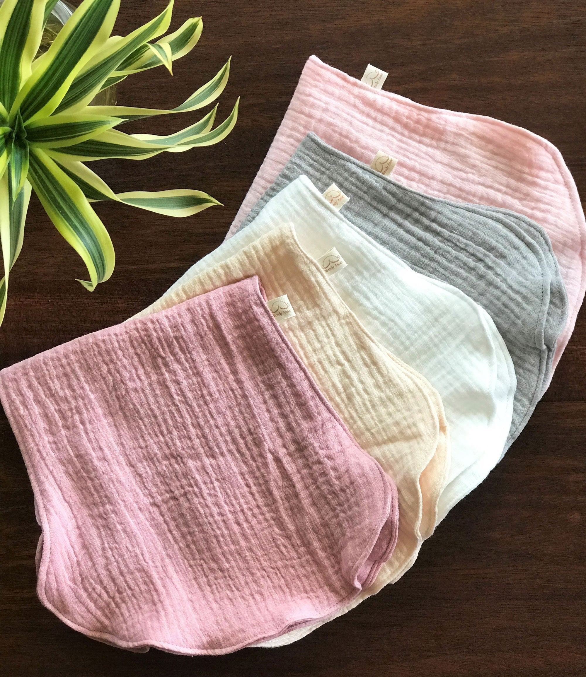 Set of 5 Girls Burp Cloths - Organic Cotton Double Gauze Main image