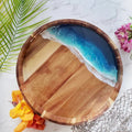 Wooden Ocean Serving Tray Tropical Getaway (Blues)