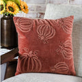 Auburn Pumpkin Embroidered Velvet Pillow