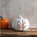 White Small Terracotta Jack-O-Lantern Pumpkin