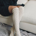 Knee High Cable Knit Socks Ivory Default