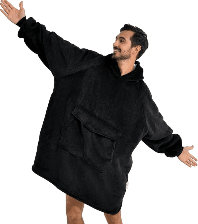 Krifey Wearable Blanket Hoodie Adult Black