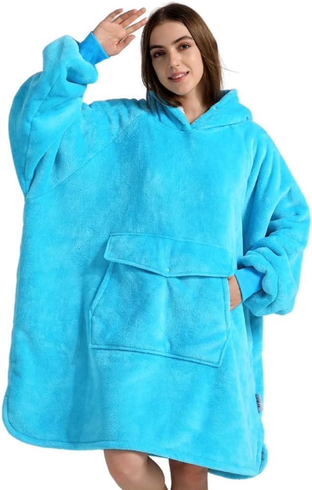 Krifey Wearable Blanket Hoodie Adult Teal