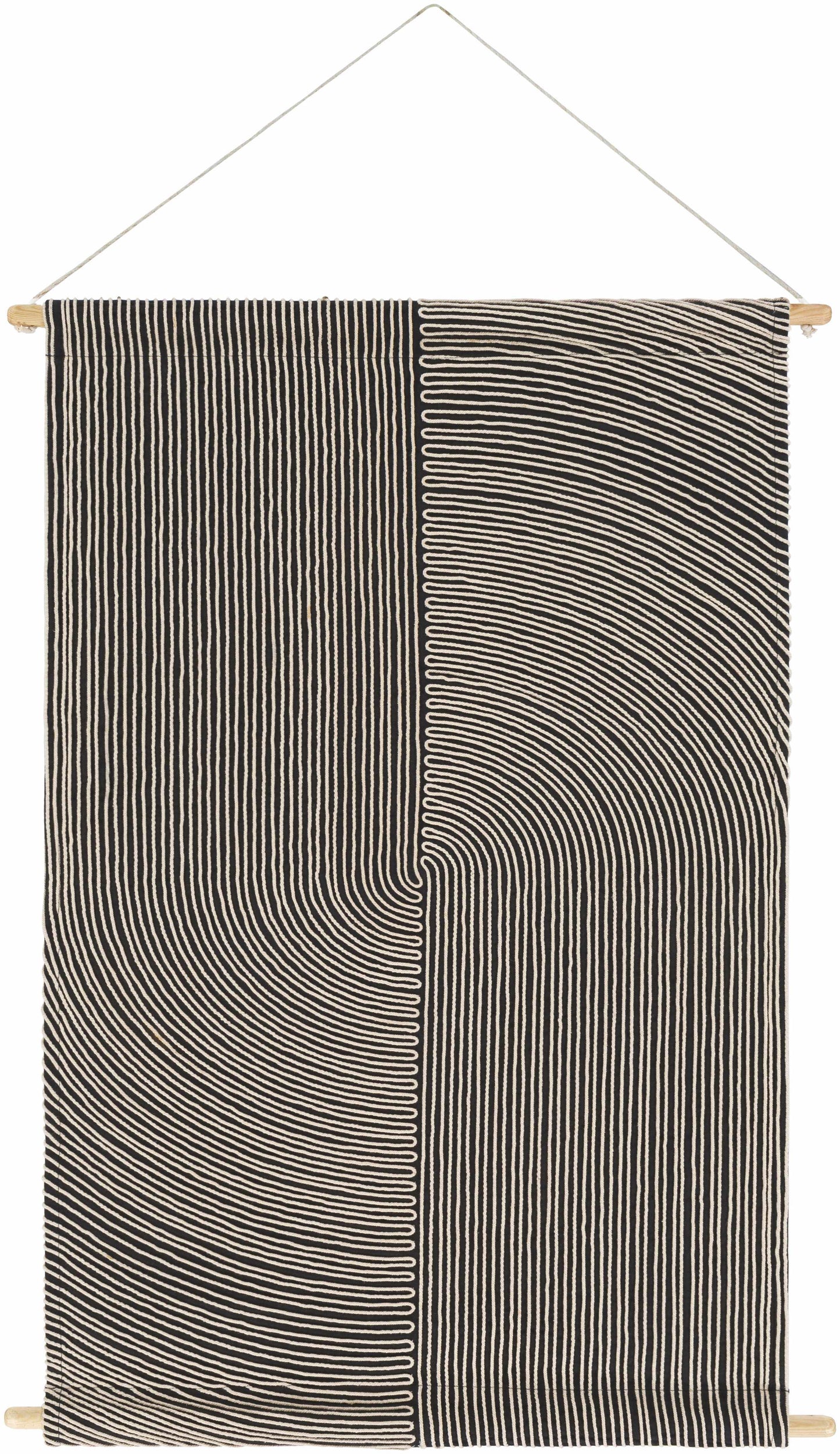 Lanse Black and White Geometric Wall Hanging 24" x 36" Rectangle