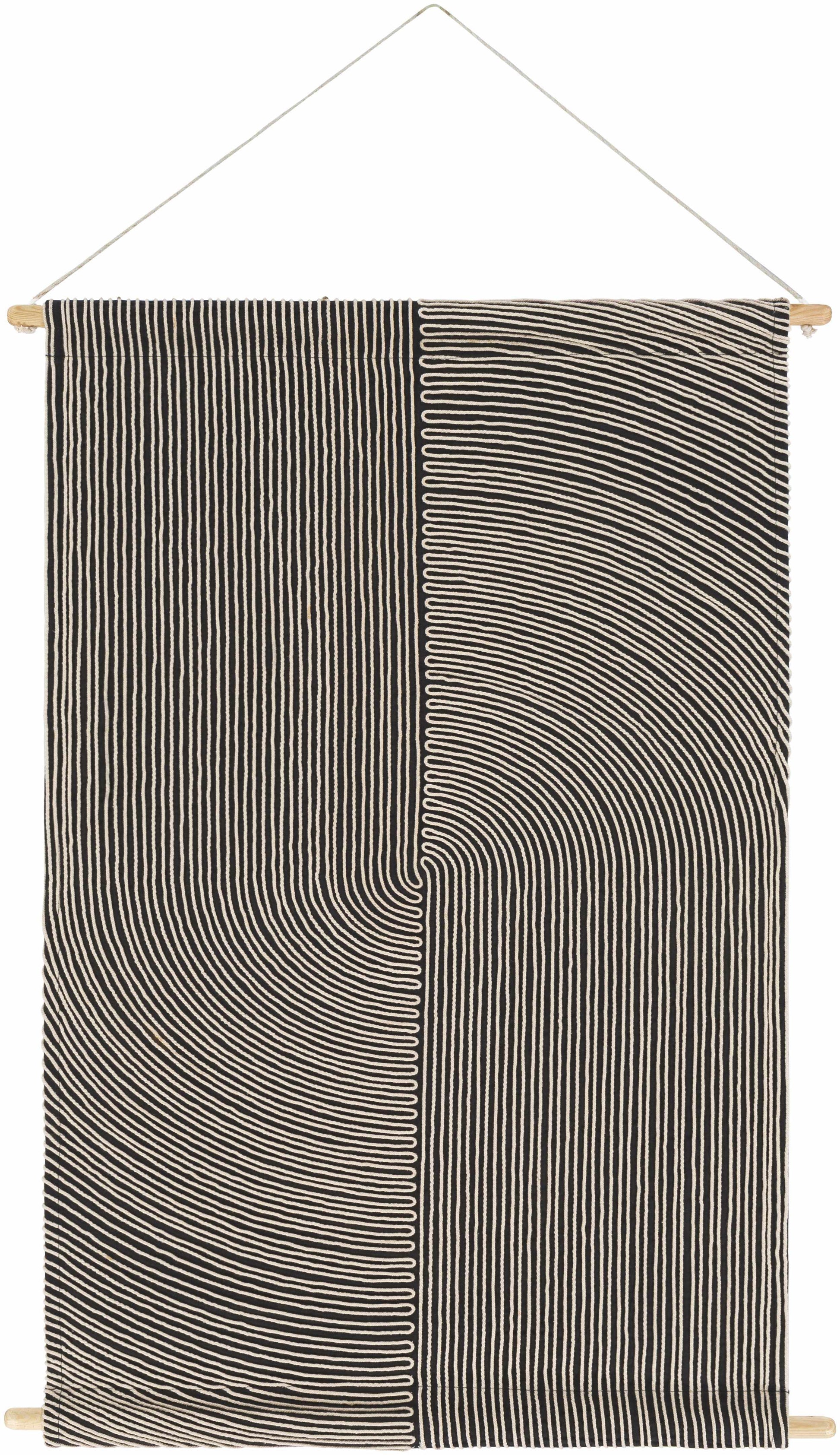 Lanse Black and White Geometric Wall Hanging 24" x 36" Rectangle