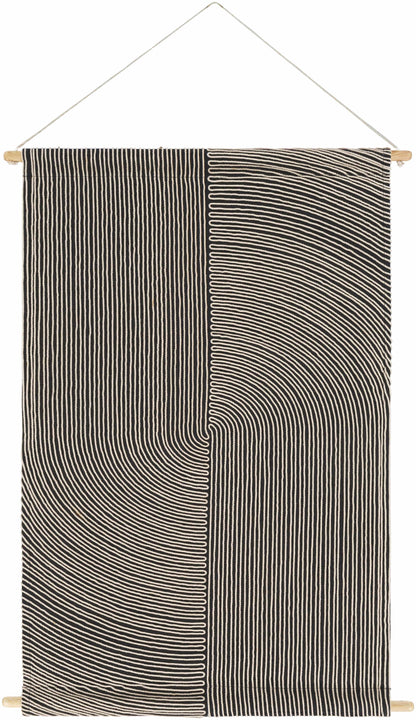 Lanse Black and White Geometric Wall Hanging 24" x 36" Rectangle