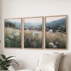 Meadow Landscape Wall Art Set of 3. Nature Prints