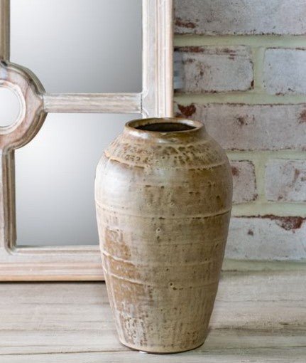 Milky Beige Ceramic Vase, 2 Size Options Large 8"