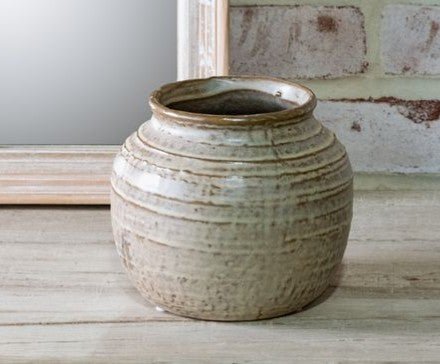 Milky Beige Ceramic Vase, 2 Size Options Small 6"