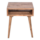 Open Compartment Wooden Square End Table