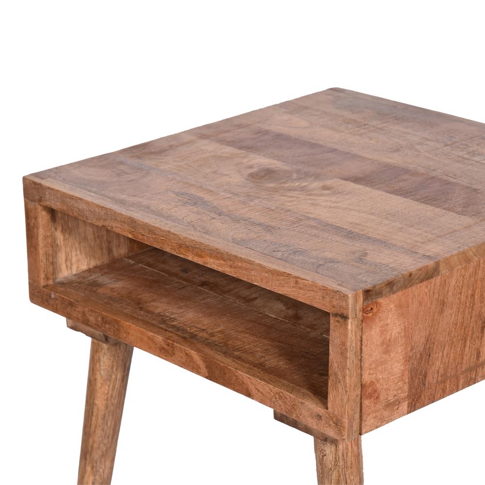 Open Compartment Wooden Square End Table