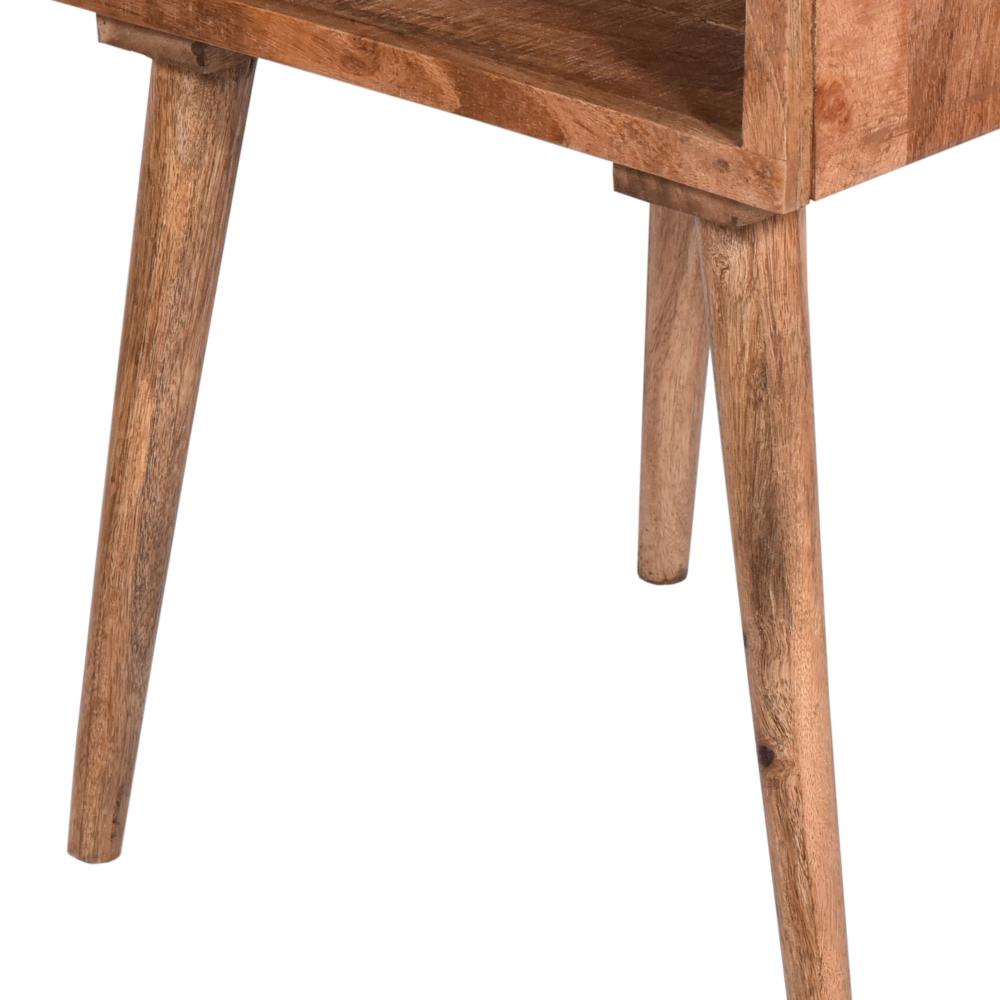 Open Compartment Wooden Square End Table