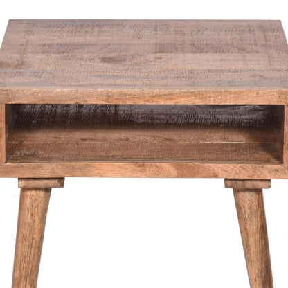 Open Compartment Wooden Square End Table