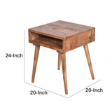 Open Compartment Wooden Square End Table