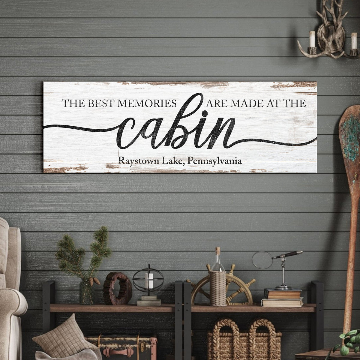 Best Memories Are Made At The Cabin Sign 20x60 inch Extra Large Premium Gallery Wrapped