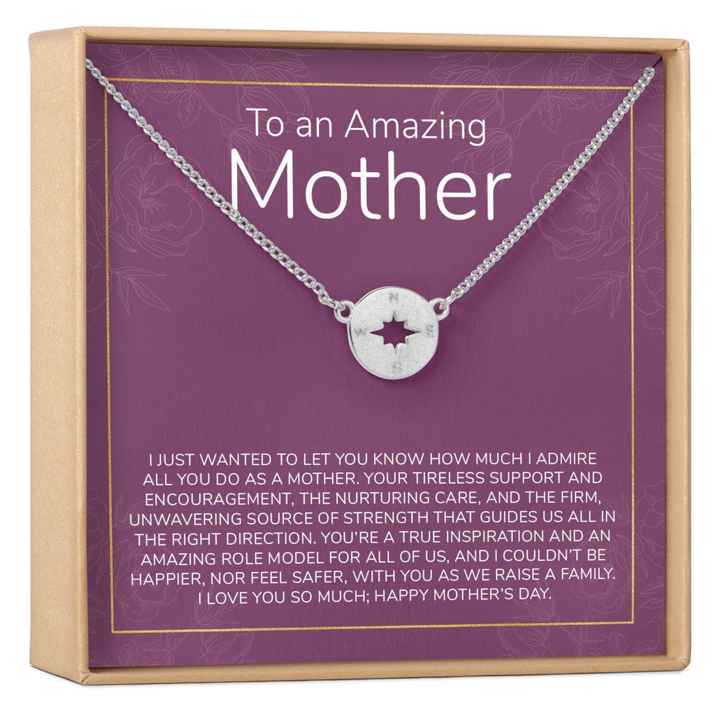 Mother's Day Gift From Husband Compass Necklace Silver